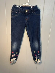 Pantalones de mezclilla bordados vintage para niñas Barbie talla 8 con puño inferior - Imagen 1 de 5