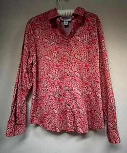 Pendleton Womens Long Sleeve Snap Western Shirt XL Red Paisley Stretch Casual - Picture 1 of 8