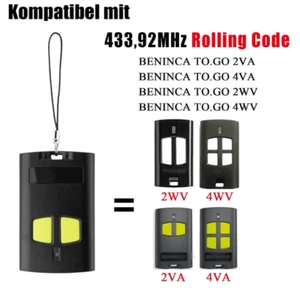 1 Pezzo Trasmettitore Manuale Porta Garage Compatibile con Beninca TO.GO 2VA/2WV 433MHz - Foto 1 di 2