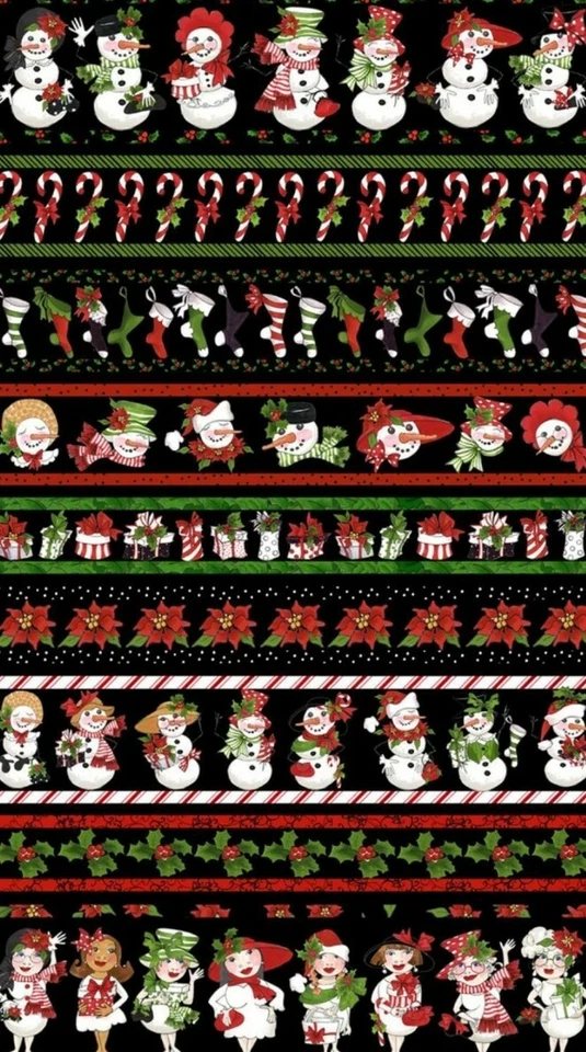 Loralie Designs - Christmas Snow Lady Borders Quilting Cotton Fabric - Snowman - Image 1 of 1