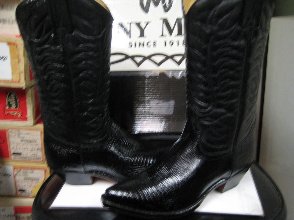 Tony Mora Western's stivaletto uomo pelle lucertola nero 650 taglia 7,5 M nuovo - Immagine 1 di 1