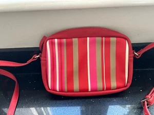 Oliver Bonas camera bag in pretty pink red stripes in vgc - Picture 1 of 3