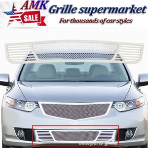 Mesh Grill For 2009-2010 Acura TSX Stainless Grille Bumper Front Insert Chrome - Picture 1 of 5