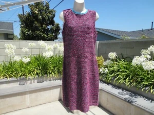 St. John Knit Dress, Multi-Color Pink Tweed w/Turquoise Trim, Wmn Size 8 , NWOT - Picture 1 of 11