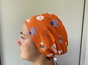 Clemson Tigers Surgical Scrub Cap, Clemson Tigers Scrub, Tie in back Adjustable - Picture 1 of 3