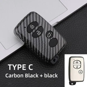 Carbon Fiber Shell+Silicone Cover Remote Key Holder Fob Case For Toyota C Type - Picture 1 of 13