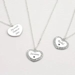 Grabado Collar para Damas de Honor O Flor Niñas. Cualquier Personalizado con - Imagen 1 de 9