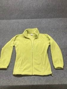 Columbia Fleece Jacket Women's Size Small Lime Green Full Zip Mock Neck Logo - Picture 1 of 11