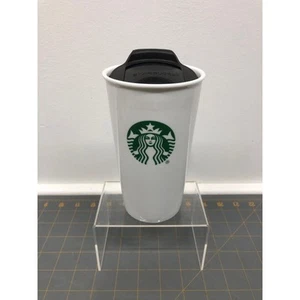 Starbucks Keramik Tumbler weiß grün Meerjungfrau Logo mit Deckel 10 oz - Bild 1 von 4
