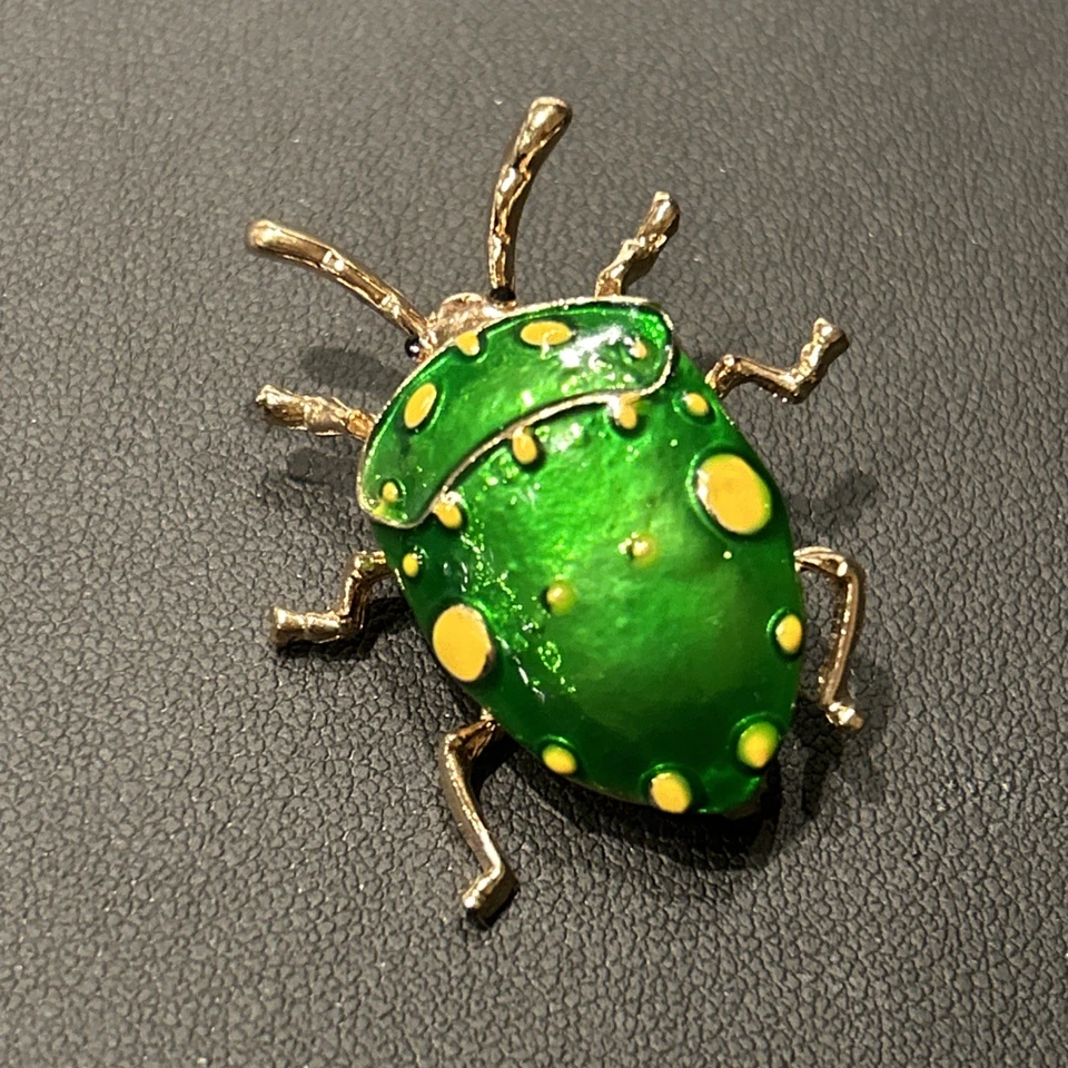 Lindo broche pin insecto escarabajo verde esmalte Foto 1 de 4
