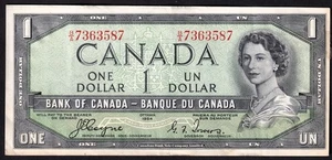 Canada 1954 $1 One Dollar Devils Face Banknote Coyne - Towers B/A 7363587 - Picture 1 of 2