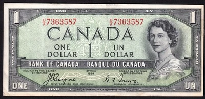 Canada 1954 $1 One Dollar Devils Face Banknote Coyne - Towers B/A 7363587 - Image 1 of 2