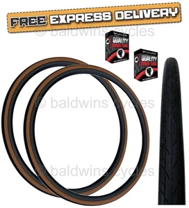 Baldys COMET 700 x 28c BROWN WALL Slick Road Racing Bike TYRE s TUBE s - Picture 1 of 16