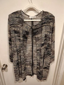 Kasper Black & Gold Open Knit Multicolor Longline Jacket Sz 3X Career Event - Picture 1 of 8