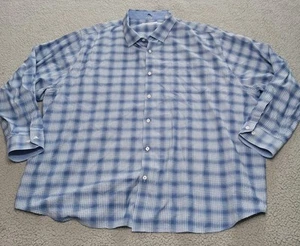 Tommy Bahama Button Shirt Mens 3XLB Blue Plaid Check Long Sleeve 24% Silk - Picture 1 of 13