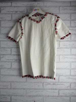 Thom Browne Mujer Flecos Embellecido Blanco Camiseta Top 38 Manga Corta Algodón Foto 1 de 4