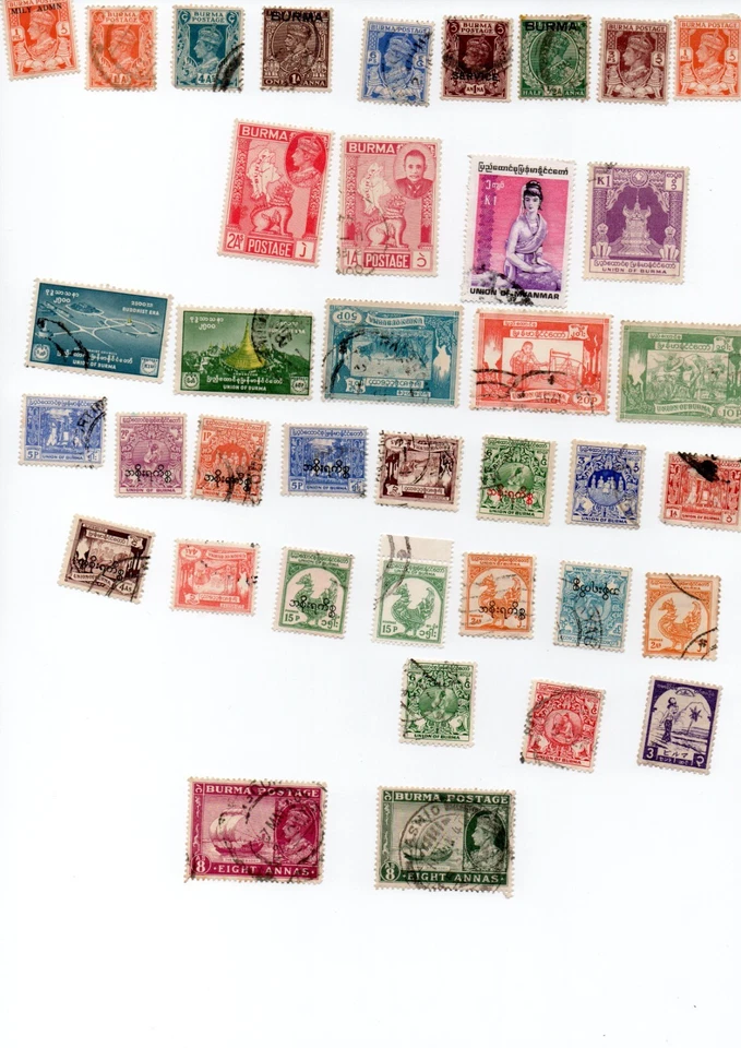 BURMA Stamps 38 All Different - Off Paper — 第 1/1 张图片