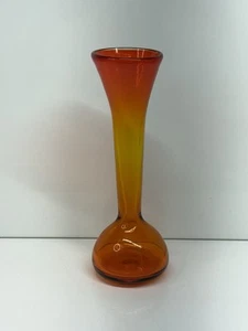 Art Glass Bottle Orange Red Vase c. 1960s - Picture 1 of 11