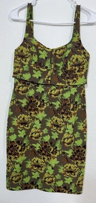 Vestido Anthropologie Moulinette Soeurs Sylan Marrón y Verde Floral Sin Mangas 4 Foto 1 de 4