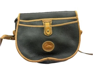 Dooney & Bourke Loden Toggle Saddle Bag Black AWL Pebble Leather Crossbody Vintage - Bild 1 von 7
