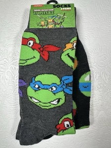 Nickelodeon TMNT Turtles Crew-Socken 2 Paar Set Unisex Herren Schuhgröße 8-12 neu mit Etikett - Bild 1 von 4