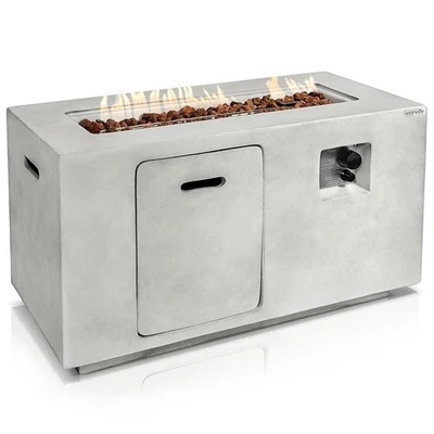 Serenelife Propane Gas Fire Pit Table- 50,000 BTU Square Gas Firepits with Cover - Image 1 of 4