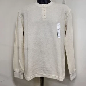 Goodfellow & Co Henley Hemd Herren Größe M Weiß Feder Langarm Strukturiert - Bild 1 von 16