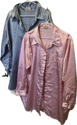 2 Camisas de Dormir Romanas Romanas Romanas Romanas, 1X, Rosa Azul, Bonitas, Sedosas Foto 1 de 4