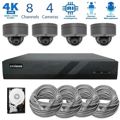 4K NVR 8MP AI Microphone Outdoor Indoor PoE IP 4K Security CCTV Camera System    - Image 1 of 4