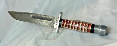 Cuchillo de Lucha De Colección Camillus USN NY Apilado Mango Lucite Militar Hoja Fija Foto 1 de 4