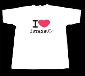 T-shirt bianca I ❤️ Istanbul 100% cotone souvenir turistico taglia media - Foto 1 di 9