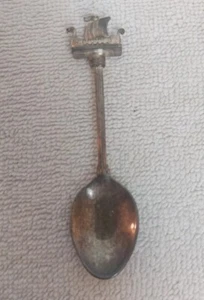 RARO! Cucchiaio ricordo argento 4,2" nave vichinga 3D barca drago Norvegia - Foto 1 di 5