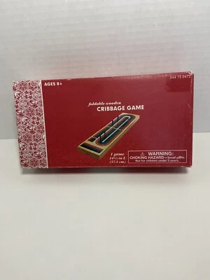 Folding Travel Cribbage Board Game with 6 Plastic Pegs for 2-3 Players - Image 1 of 4