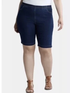 Just My Size Dark Indigo 4 Pocket Pull On Bermuda Shorts Size 2X NWT - Picture 1 of 7