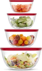 Kitchen Large Mixing Bowl Set - 8Pc Glass with Lids Set – Neat Nesting/ Batter B - Picture 1 of 8