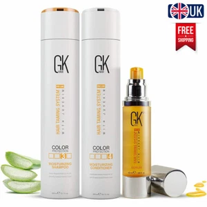 GK HAIR Moisturizing Shampoo and Conditioner Dry Damage Curly Frizzy Free Serum - Picture 1 of 9