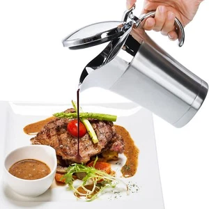Stainless Steel thermal Gravy Boat 25 Oz Double Insulated Gravy Sauce Jug wit... - Picture 1 of 7