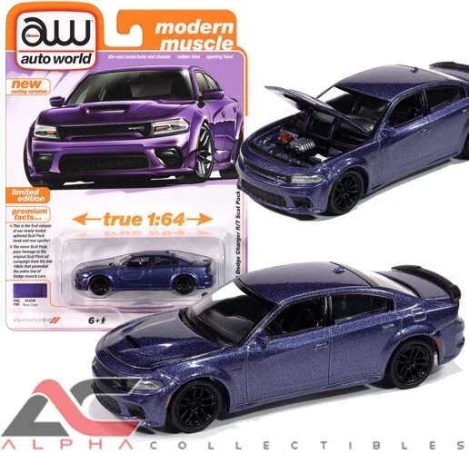 CARGADOR SWINGER AUTOWORLD AWSP181B 1:64 2023 DODGE R/T SCAT PK CIRUELA CRAZY PÚRPURA Foto 1 de 1