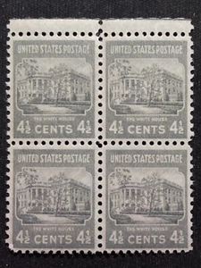 1938 US🇺🇸4 1/2c White House SC#809 Block/4 Stamps FREE2Ship w/Tracking! (S281) - Picture 1 of 9