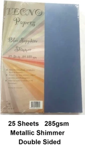 Tecno Papers Blue Sapphire Shimmer Metallic 285gsm 25 Board Sheets A4 46C068 - Picture 1 of 2