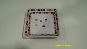 Pampered Chef Simple Additions Small Square Platter 2024 Tiles Pattern - Picture 1 of 3