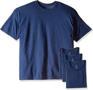 Mens Hanes Ecosmart Heather Navy Cotton Short Sleeve T-Shirt 4-Pack Size M NWT - Picture 1 of 3