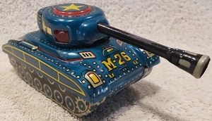 VINTAGE 1960s MARUSAN (SAN) AMERICAN M-26 TIN LITHO FRICTION TANK MADE IN JAPAN - Bild 1 von 6