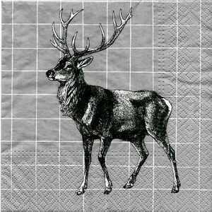SERVIETTES EN PAPIER CHASSE CERF DESIGN GRIS. PAPER NAPKINS DEER HUNTING GREY - Imagen 1 de 1
