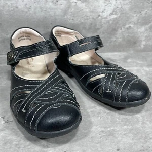 Spring Step Hearts Black Leather Mary Jane H&L Strap Sandals Women's Size 7.5-8 - Picture 1 of 12