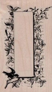 Flower and Bird Frame 3 3/4 x 6 1/4" Rubber Stamp, Bird Stamp - Picture 1 of 1