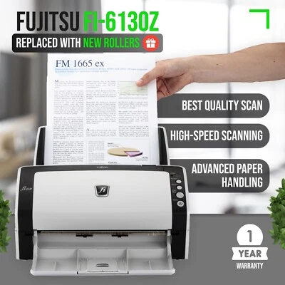 Fujitsu FI-6130Z Duplex Sheetfed Document Color Scanner PA03630-B055 w/Bundle - Image 1 of 4