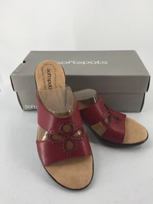 Sandalias Softspots rojas calientes para mujer 8N sin cordones con tacón de cuero violeta nuevas Foto 1 de 4