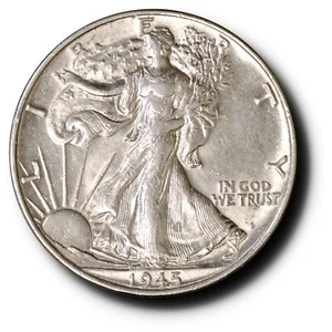1945 Walking Liberty Half Dollar 50C AU About Uncirculated - Picture 1 of 3