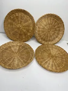 Papptellerhalter Rattan Korb Bambus wiederverwendbar 4er Set Picknick Camping BBQ - Bild 1 von 6